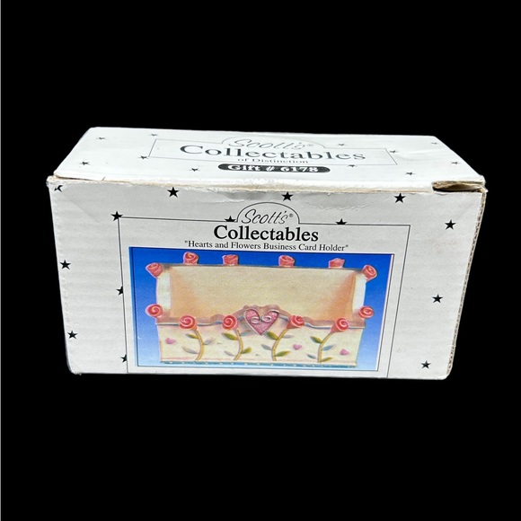 Vintage Scott’s Collectables hearts and flowers Business Card Holder New! - Picture 5 of 13